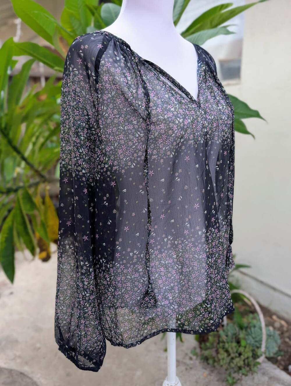 Liverpool Los Angeles Midnight Garden blouse medium cottagecore boho whimsical - Picture 6 of 11